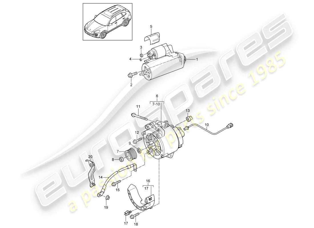 a part diagram from the porsche cayenne parts catalogue