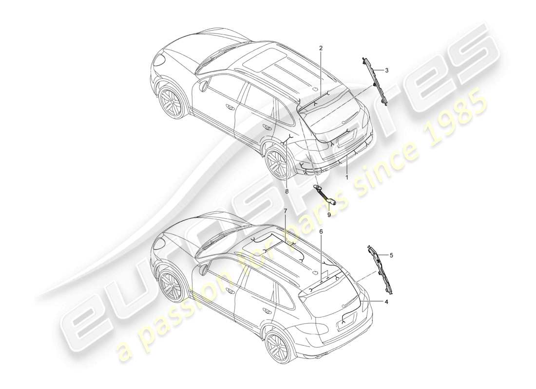 a part diagram from the porsche 2011 (cayenne e2 92a) parts catalogue
