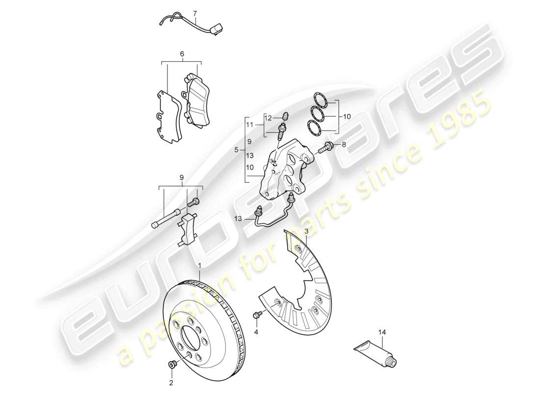 a part diagram from the porsche 2007 (cayenne e1 9pa) parts catalogue