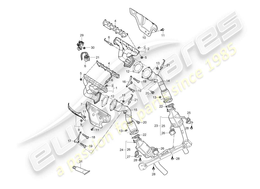 a part diagram from the porsche 2007 (cayenne e1 9pa) parts catalogue
