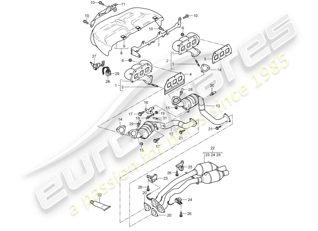 a part diagram from the porsche 2007 (cayenne e1 9pa) parts catalogue