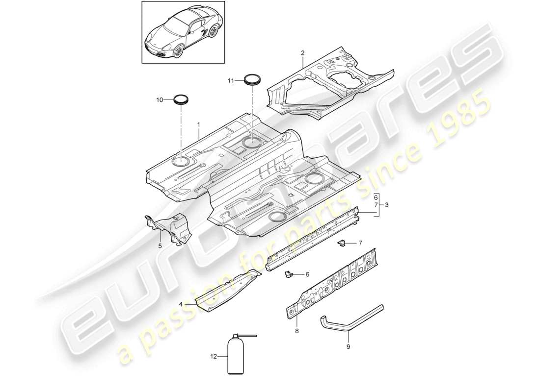 a part diagram from the porsche 2012 (987 cayman) parts catalogue
