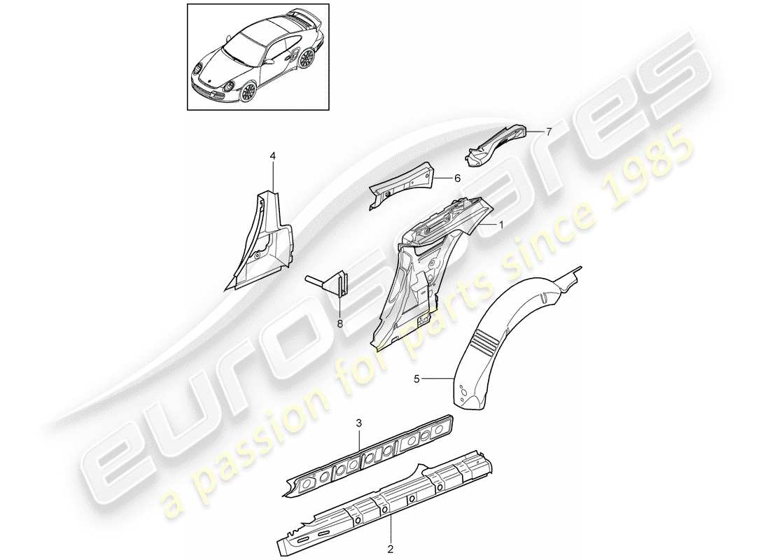 a part diagram from the porsche 2012 (997-2 turbo / gt2 rs) parts catalogue
