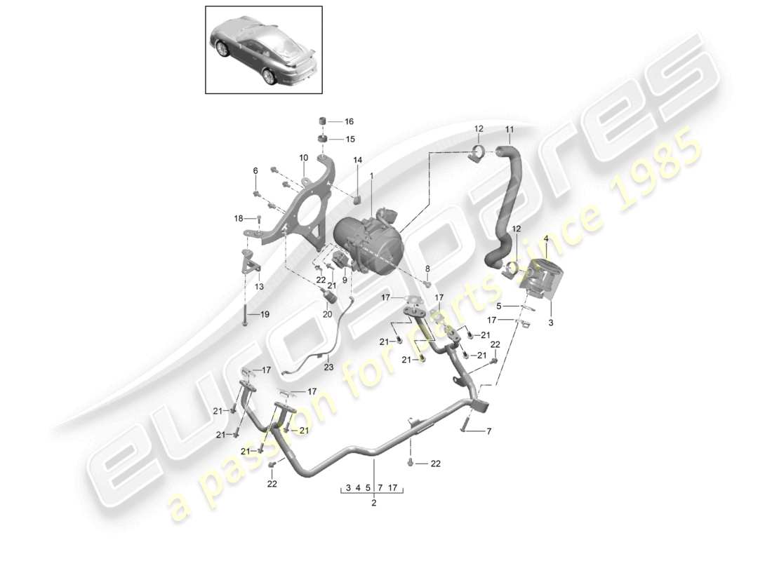 a part diagram from the porsche 2015 (991-1 r/gt3/rs) parts catalogue