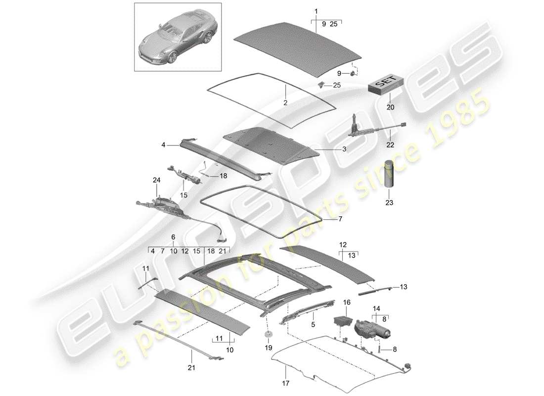 a part diagram from the porsche 991 parts catalogue