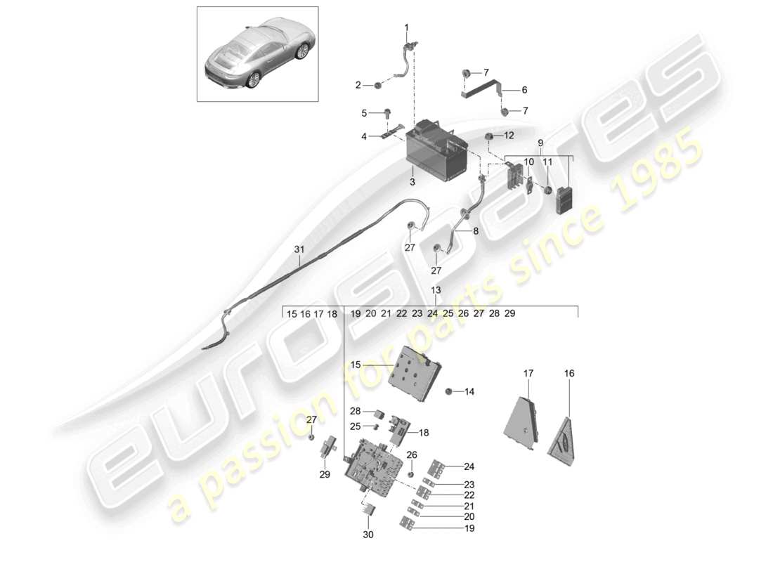 a part diagram from the porsche 2019 (991-2) parts catalogue