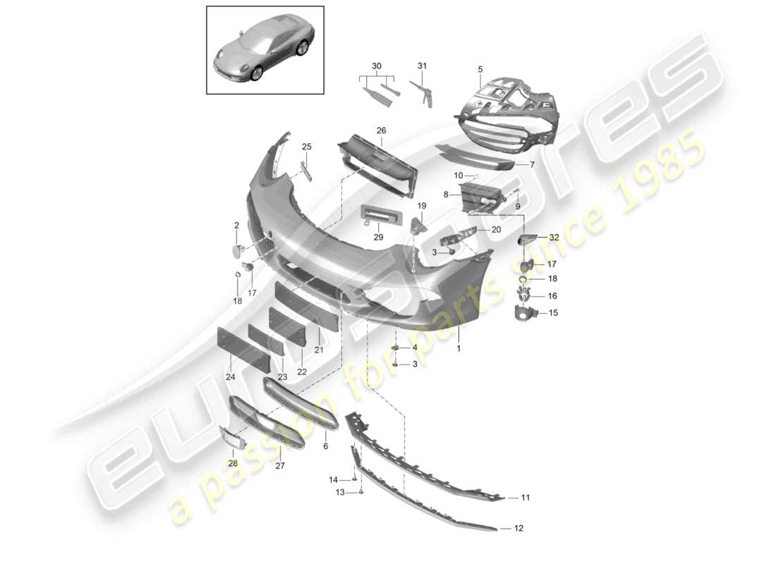 a part diagram from the porsche 2014 (991-1) parts catalogue