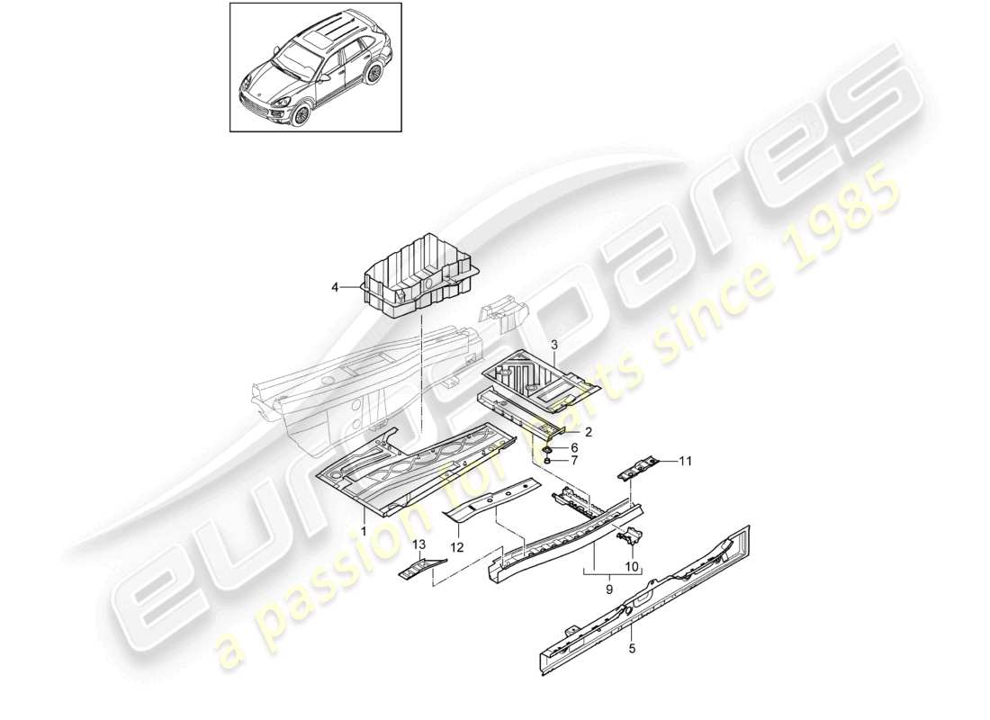 a part diagram from the porsche 2011 (cayenne e2 92a) parts catalogue