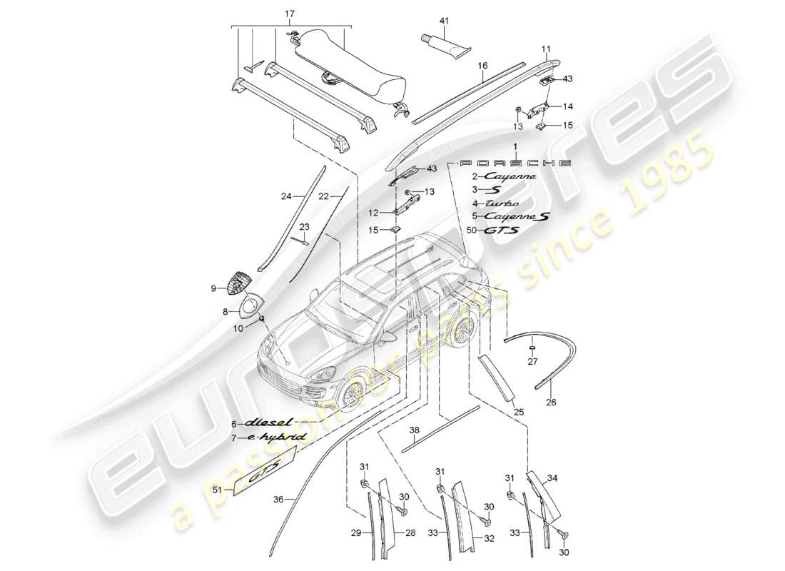 a part diagram from the porsche 2011 (cayenne e2 92a) parts catalogue