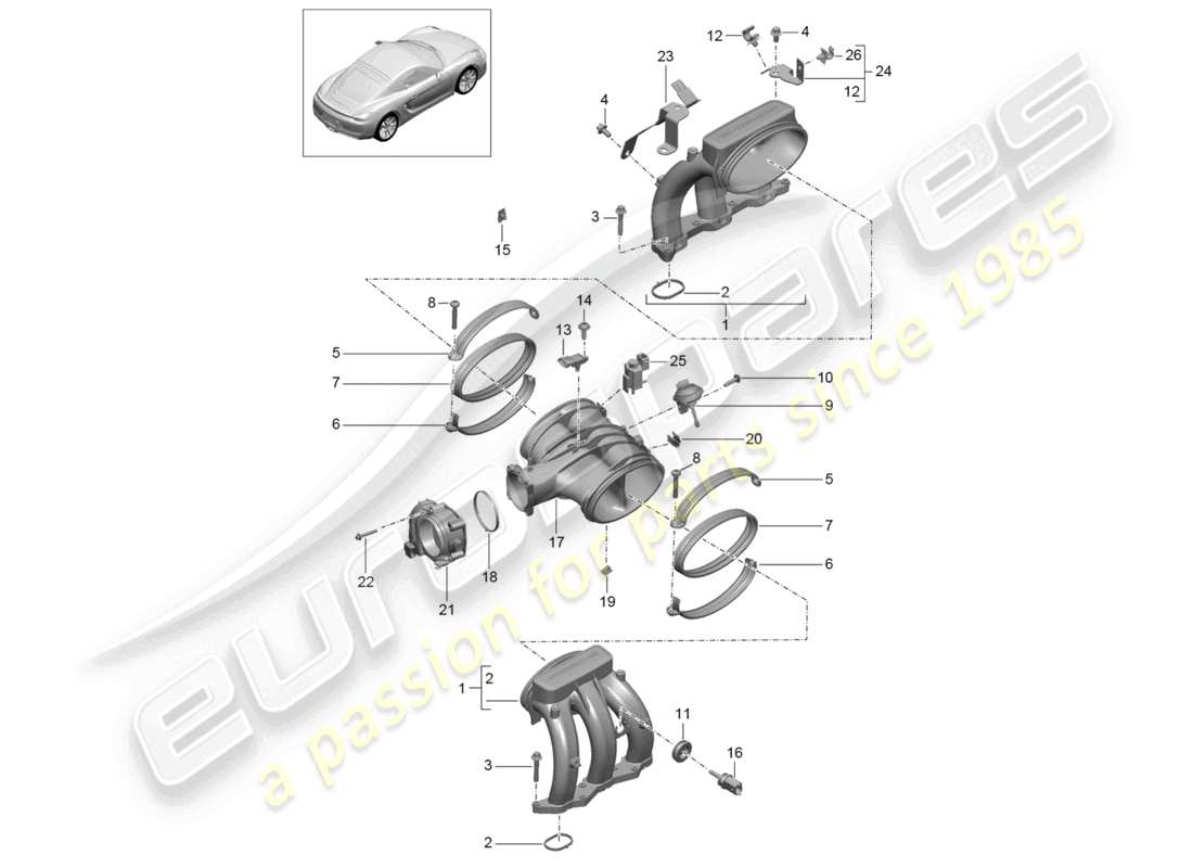 a part diagram from the porsche 2015 (981 cayman) parts catalogue