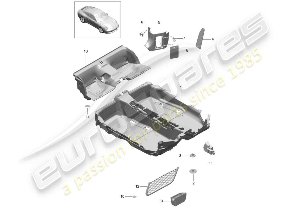 a part diagram from the porsche 991 parts catalogue