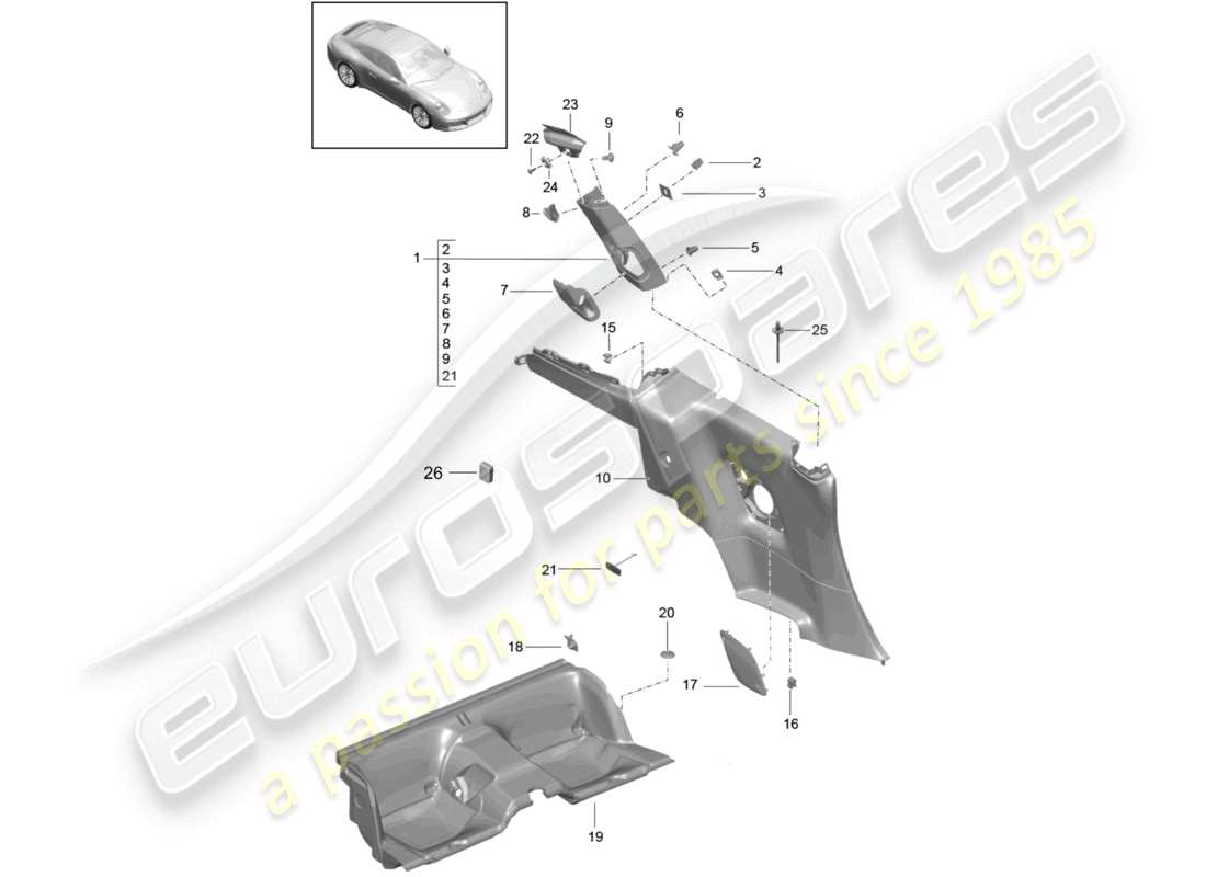 a part diagram from the porsche 2019 (991-2) parts catalogue