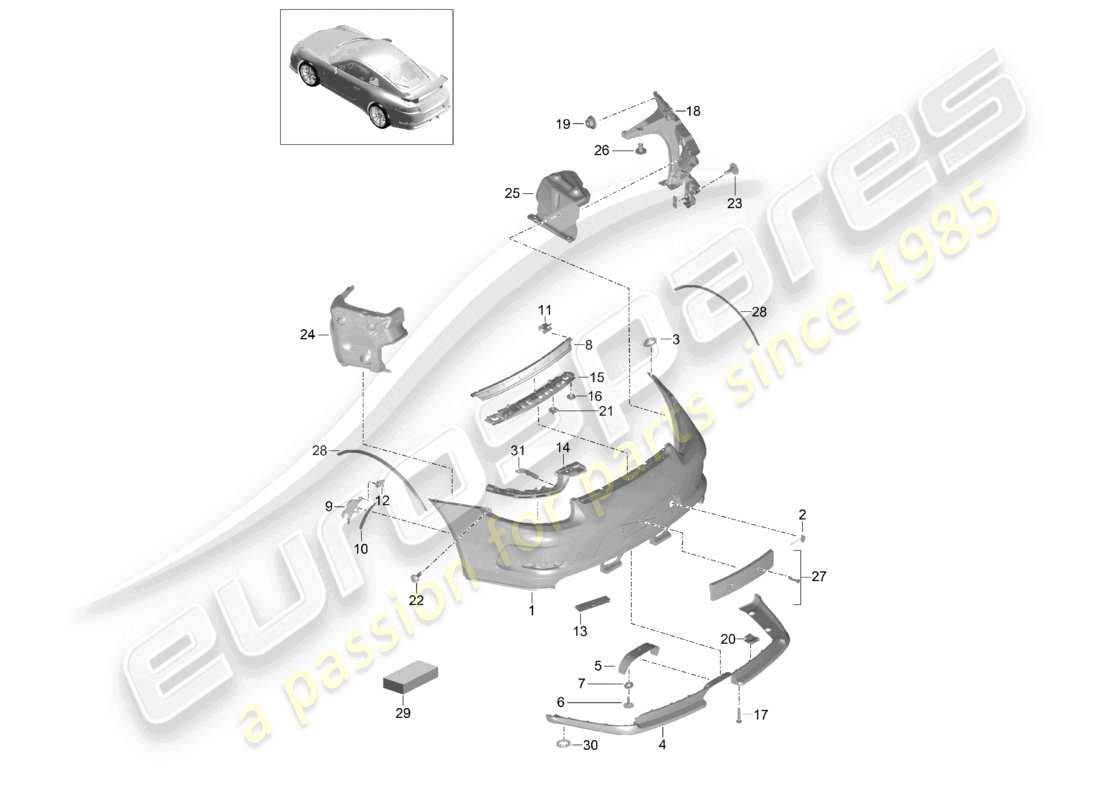 a part diagram from the porsche 2020 (991-2 r/gt3/rs) parts catalogue