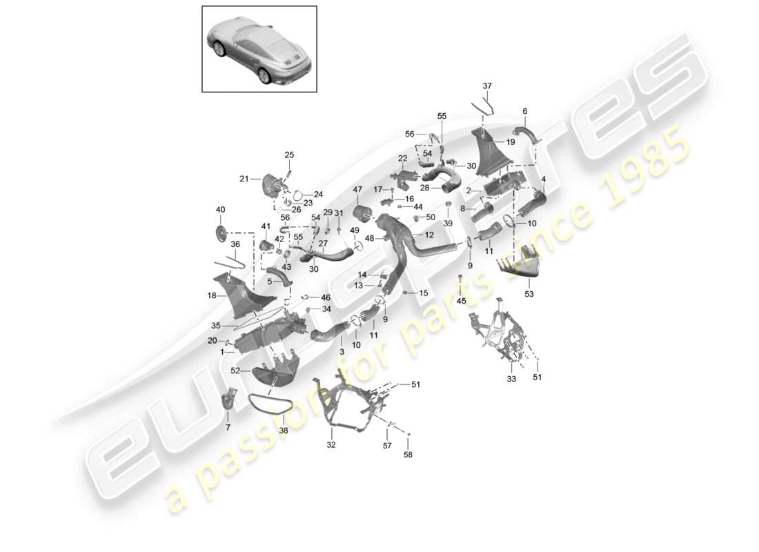 a part diagram from the porsche 2019 (991-2 turbo) parts catalogue