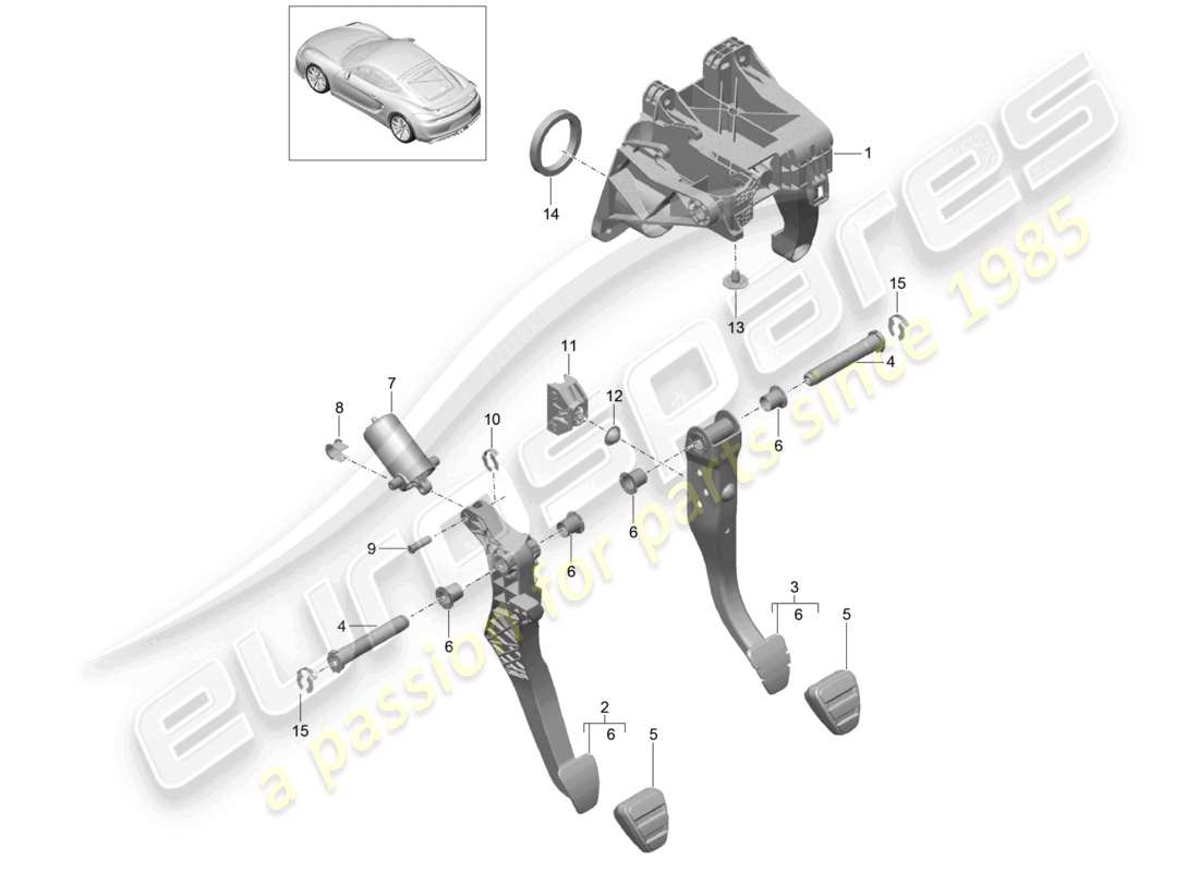 a part diagram from the porsche 2016 (981 cayman gt4) parts catalogue