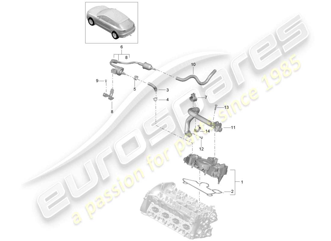 a part diagram from the porsche 2014 (macan) parts catalogue