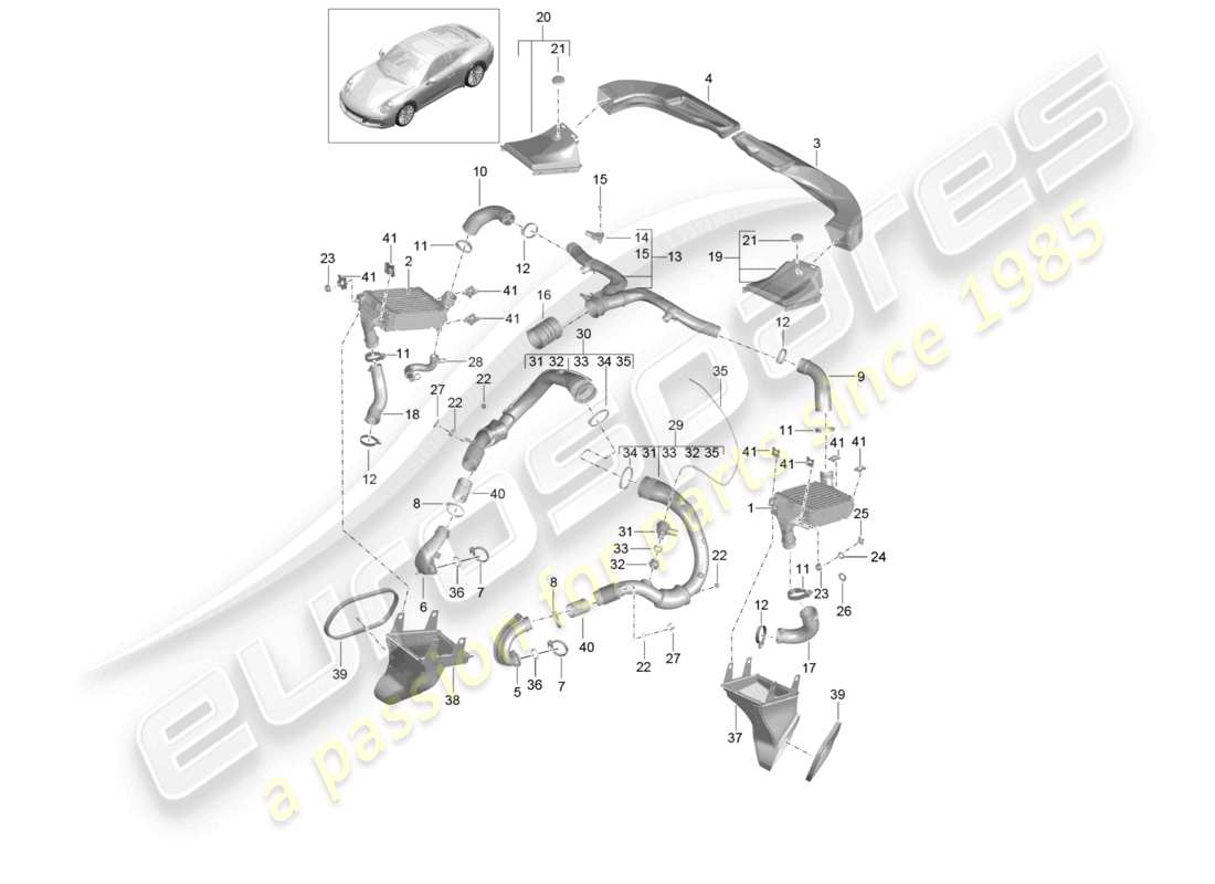 a part diagram from the porsche 2019 (991-2) parts catalogue