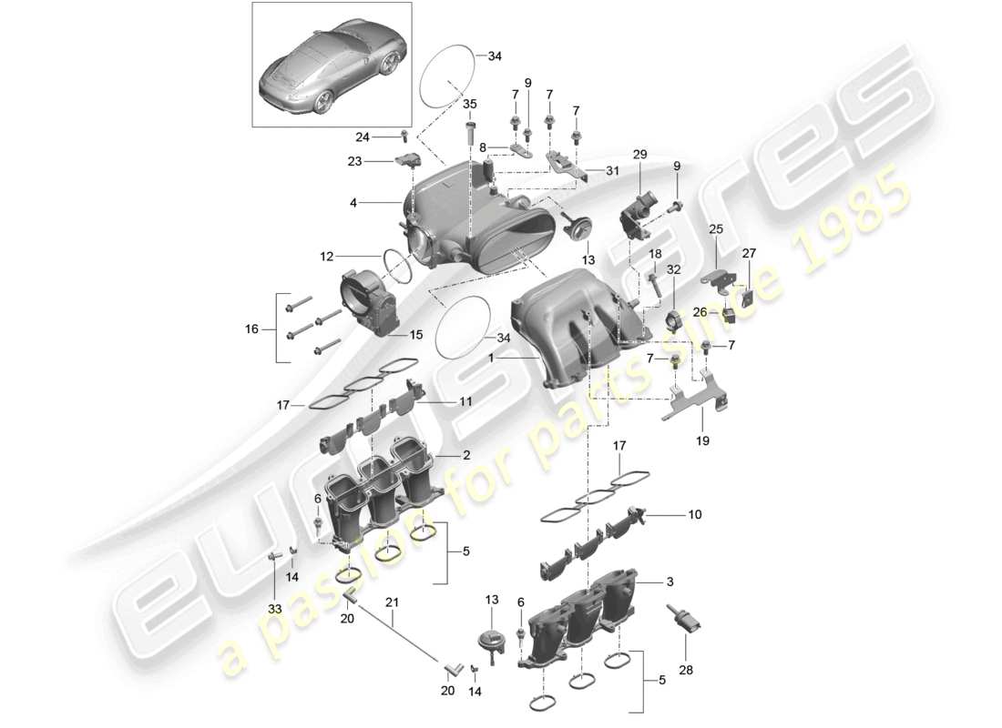 a part diagram from the porsche 991 parts catalogue