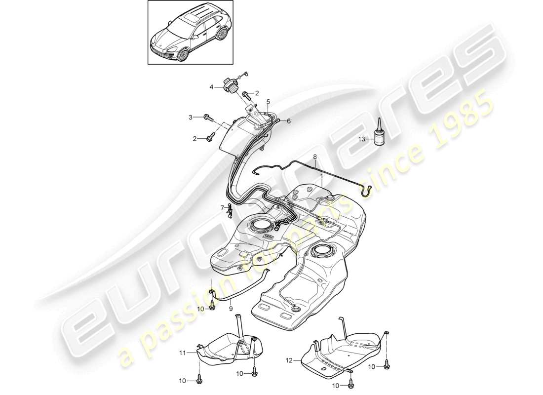 a part diagram from the porsche 2012 (cayenne e2 92a) parts catalogue