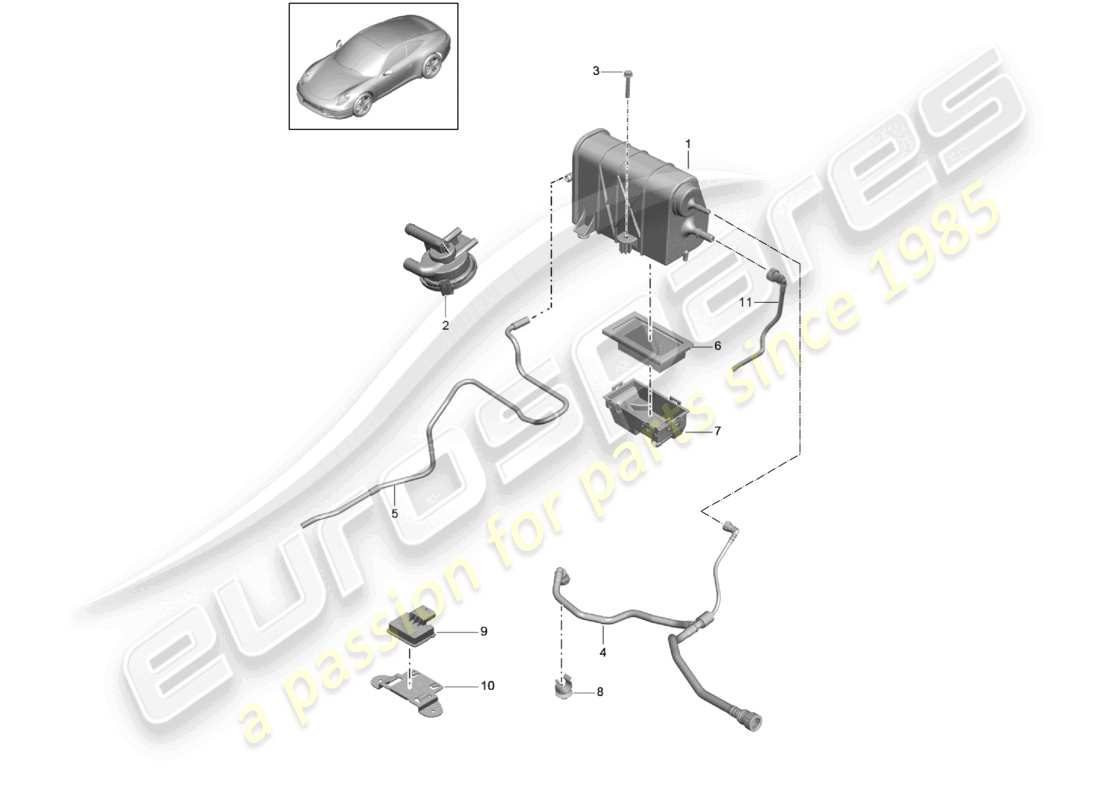 a part diagram from the porsche 2013 (991-1) parts catalogue