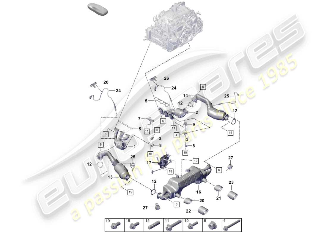 a part diagram from the porsche 2019 (718 boxster spyder) parts catalogue