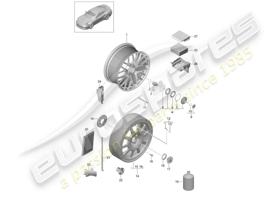 a part diagram from the porsche 2020 (991-2 turbo) parts catalogue