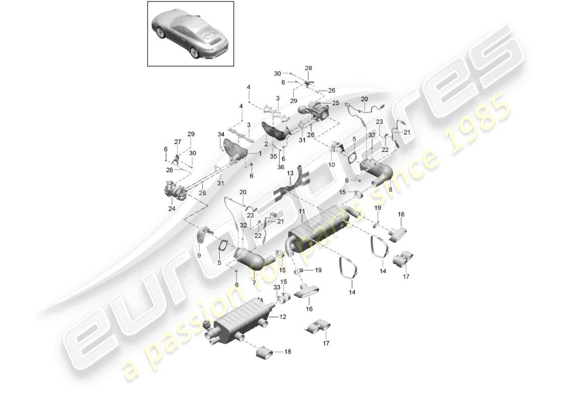 a part diagram from the porsche 2018 (991-2) parts catalogue
