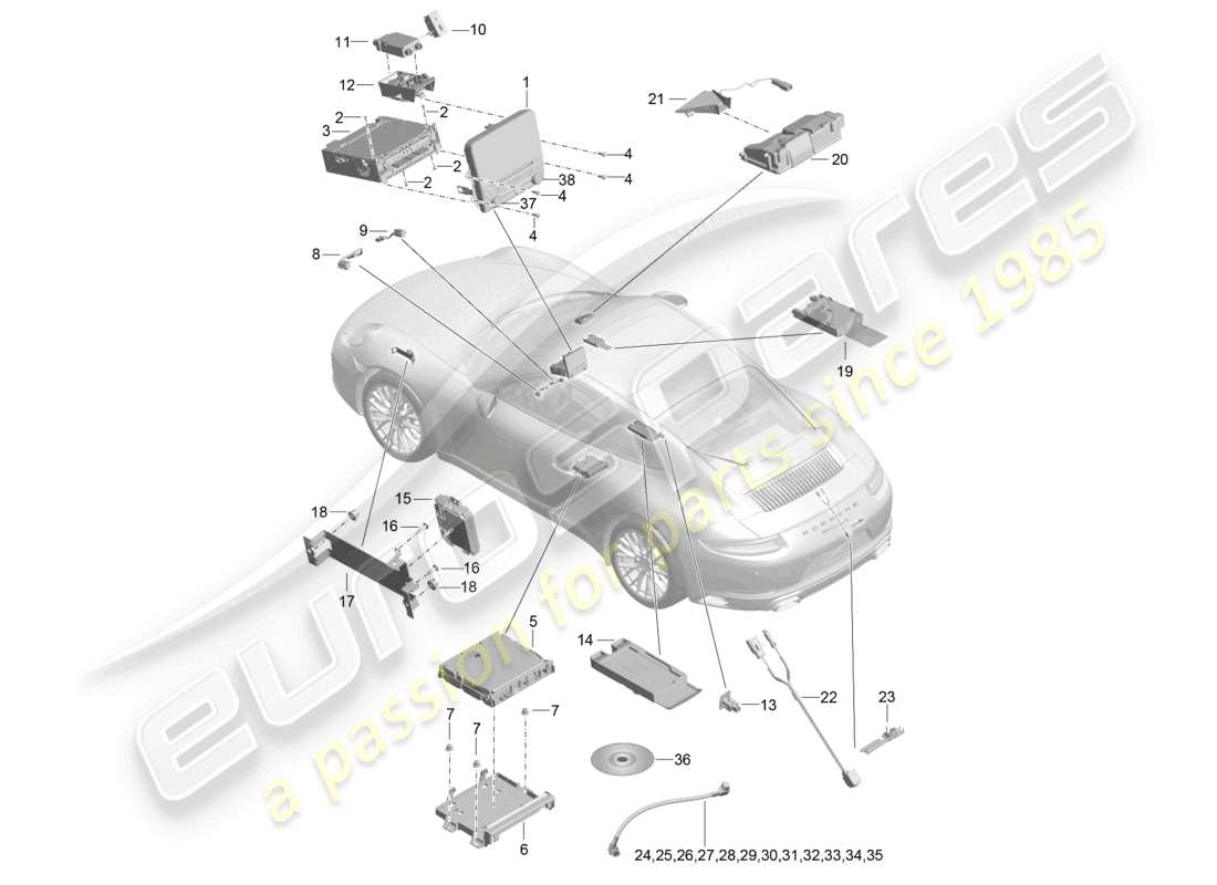 a part diagram from the porsche 2018 (991-2) parts catalogue