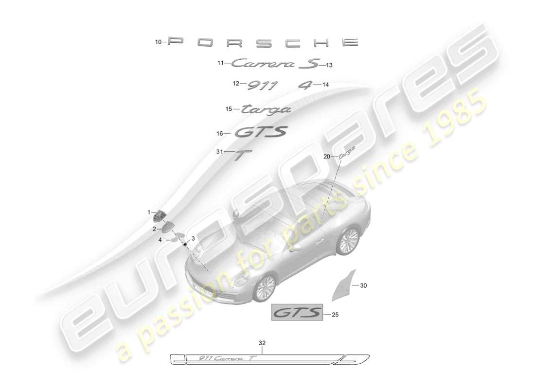 a part diagram from the porsche 2018 (991-2) parts catalogue