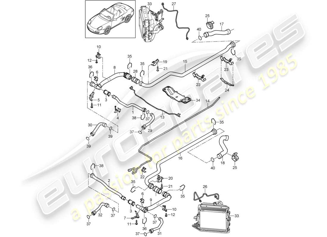 a part diagram from the porsche 2005 (987 boxster) parts catalogue