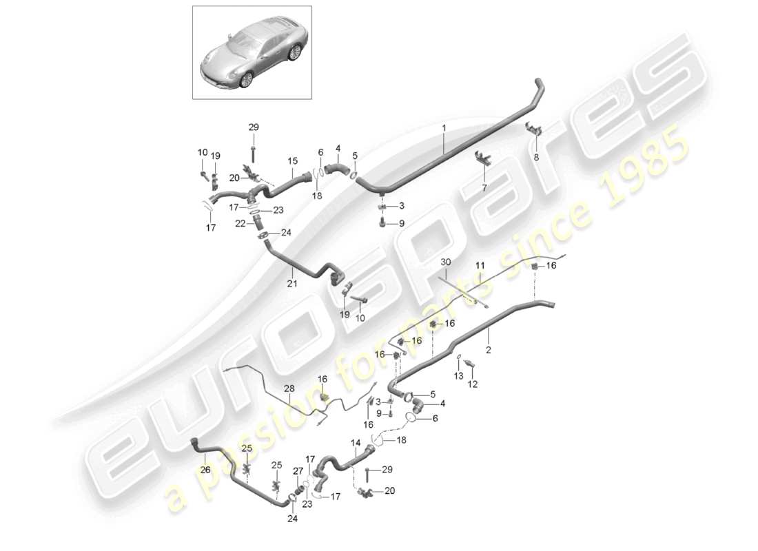 a part diagram from the porsche 2017 (991-2) parts catalogue