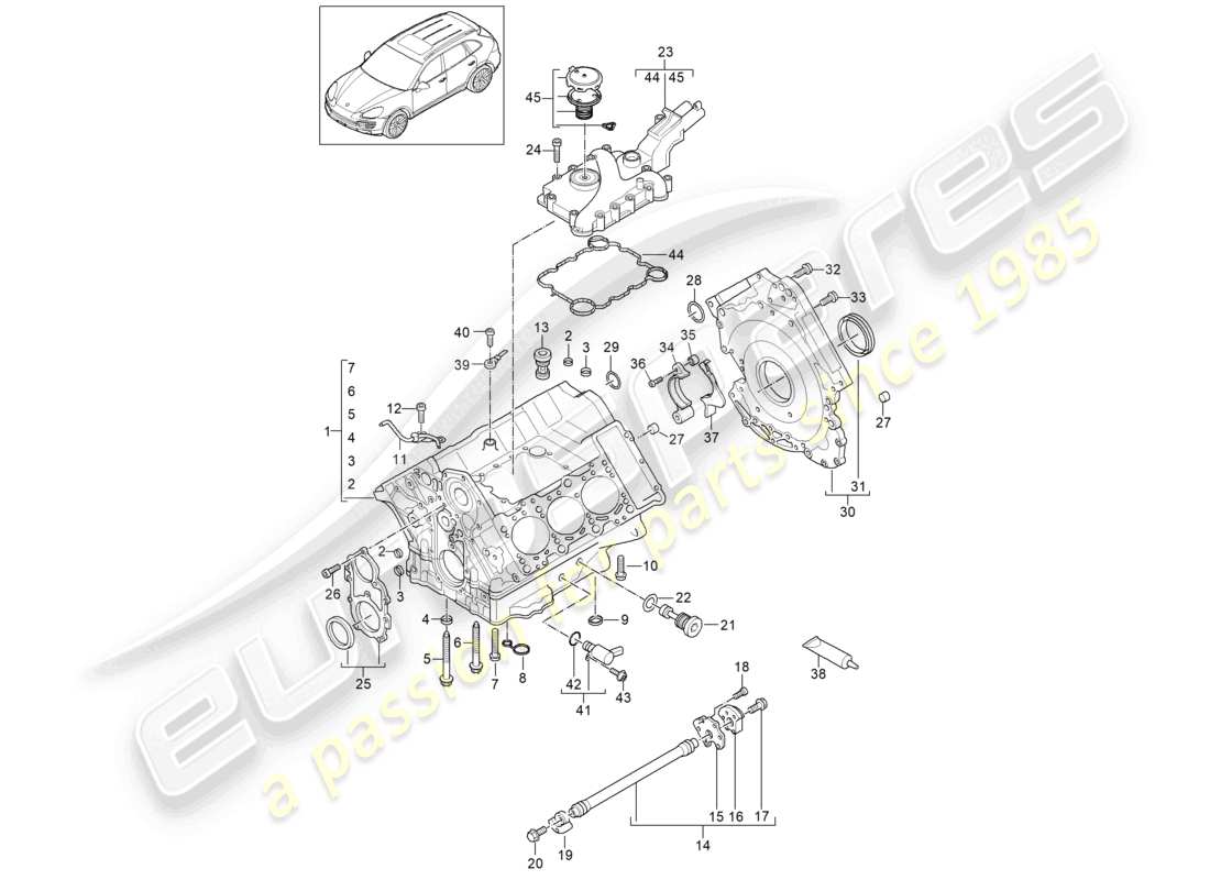 a part diagram from the porsche 2012 (cayenne e2 92a) parts catalogue