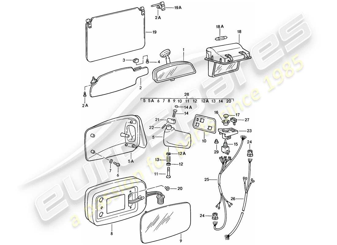 VIEW PARTS DIAGRAMS FROM THE PORSCHE 928 PARTS CATALOGUE a part diagram from the porsche 928 parts catalogue