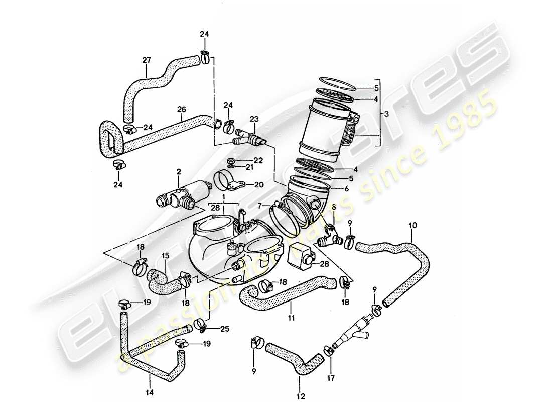 a part diagram from the porsche 1993 (928) parts catalogue
