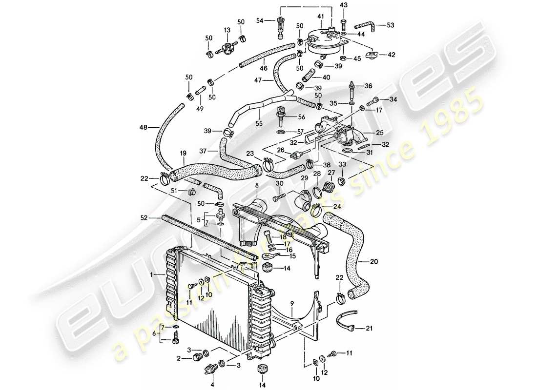 a part diagram from the porsche 1985 (928) parts catalogue