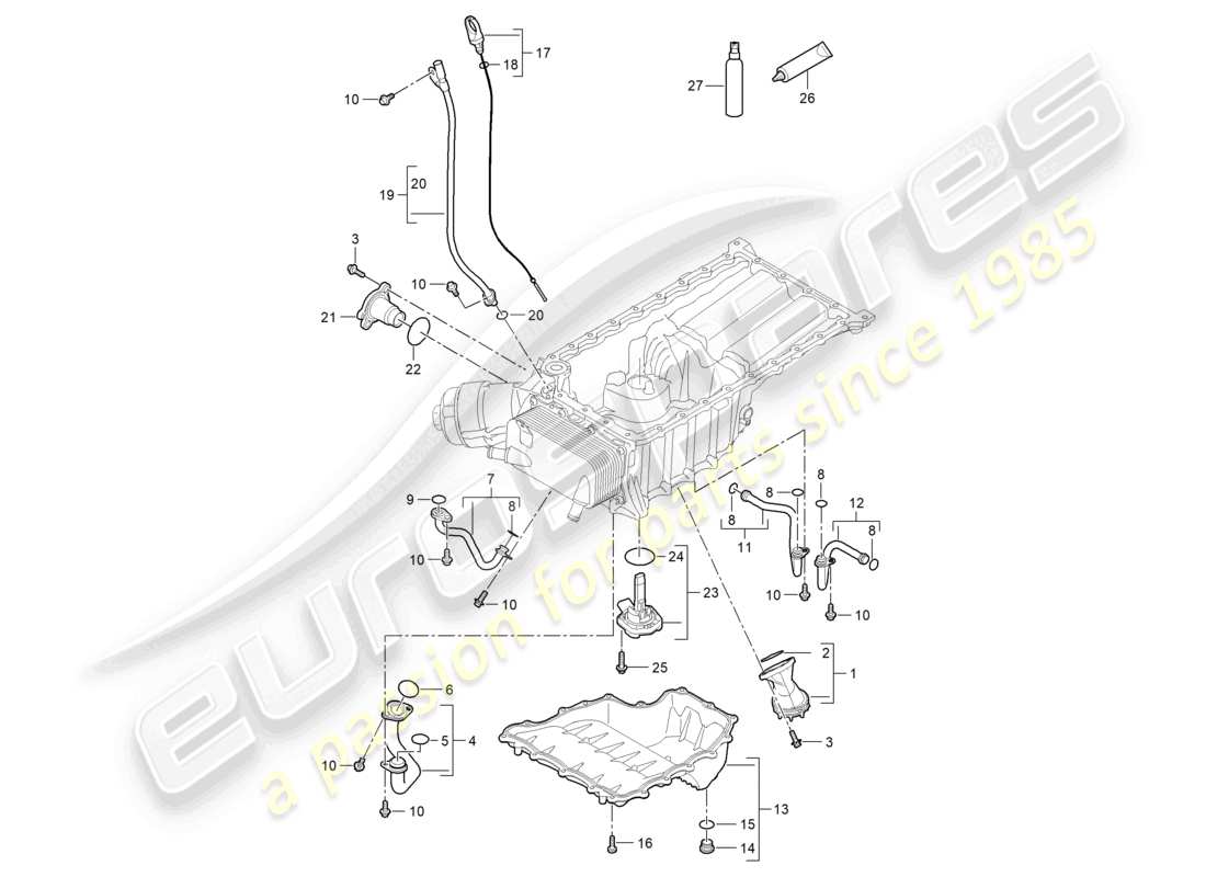 a part diagram from the porsche 2008 (cayenne e1 9pa) parts catalogue