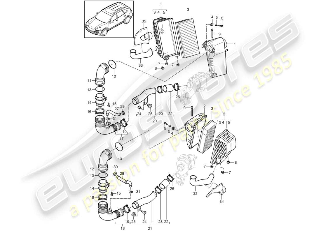 a part diagram from the porsche 2015 (cayenne e2 92a) parts catalogue