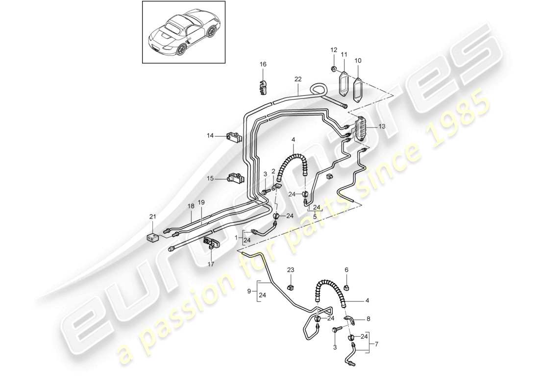a part diagram from the porsche 2011 (987 boxster) parts catalogue