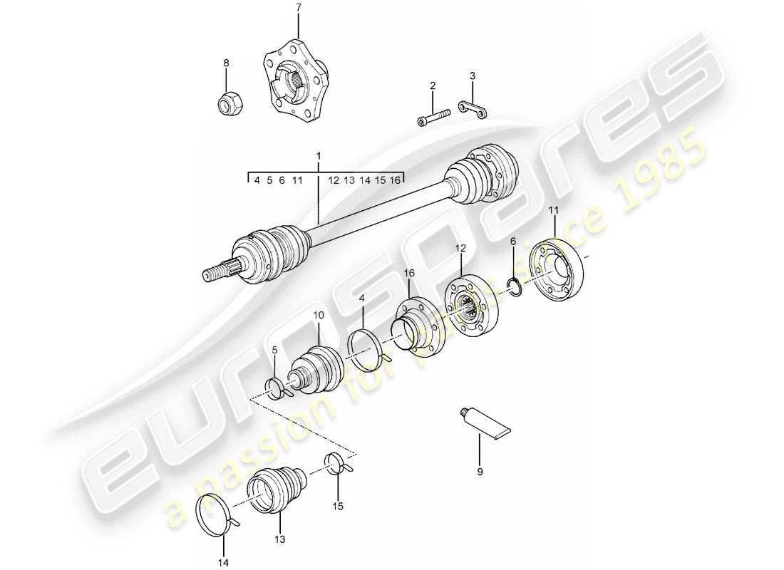 a part diagram from the porsche 2005 (996 gt3) parts catalogue