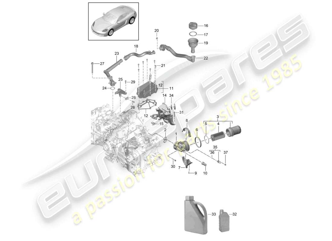 a part diagram from the porsche 2020 (718 cayman) parts catalogue