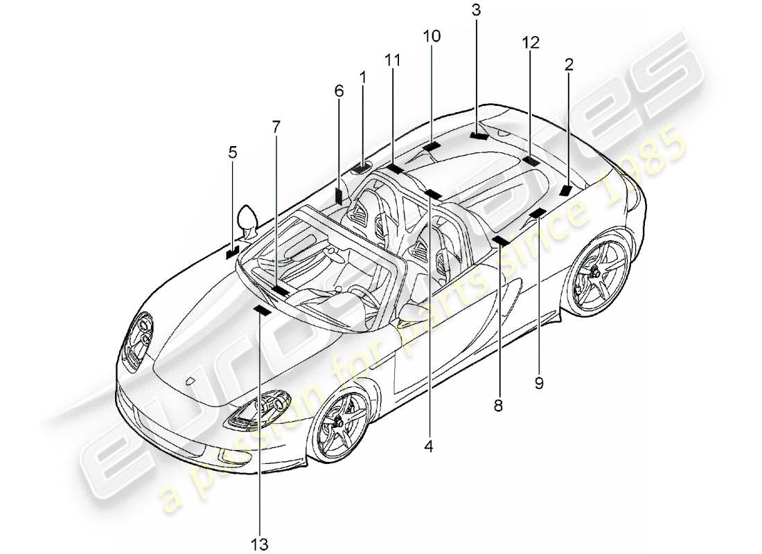 VIEW PARTS DIAGRAMS FROM THE PORSCHE CARRERA GT PARTS CATALOGUE a part diagram from the porsche carrera gt parts catalogue