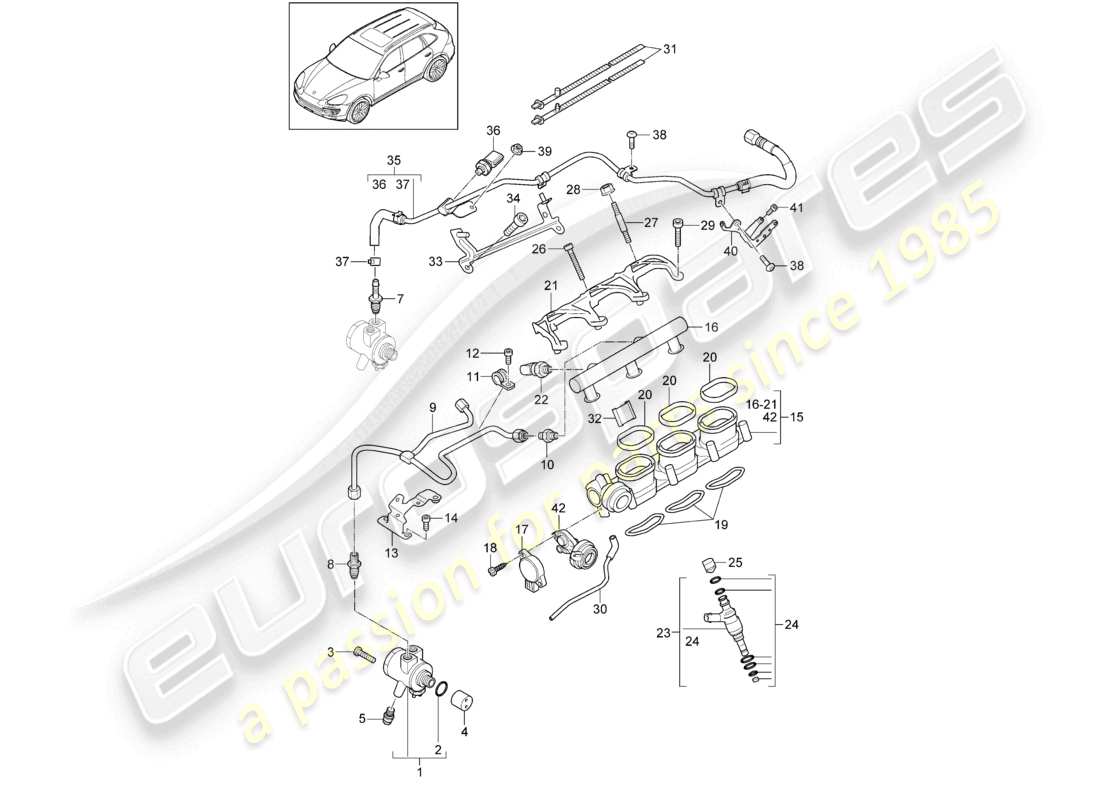 a part diagram from the porsche 2012 (cayenne e2 92a) parts catalogue
