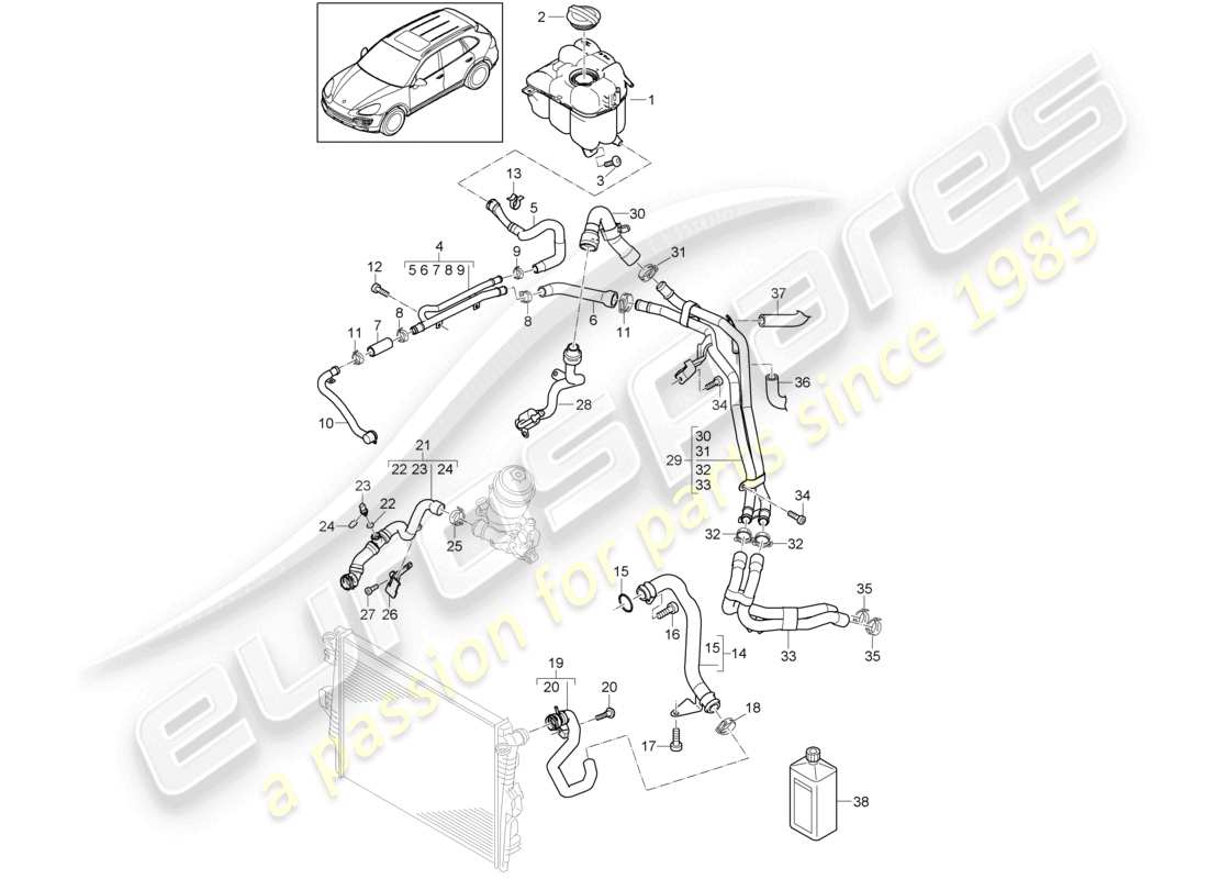 a part diagram from the porsche cayenne parts catalogue