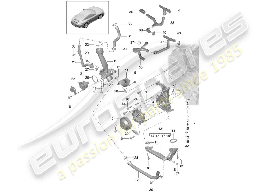a part diagram from the porsche 991 parts catalogue