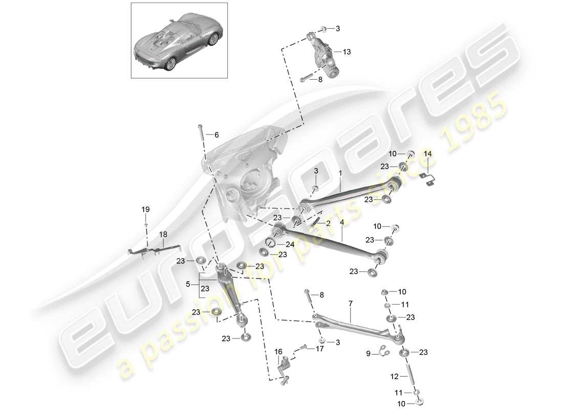 a part diagram from the porsche 918 spyder parts catalogue