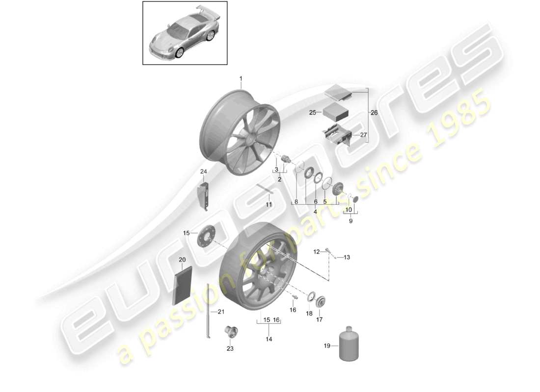 a part diagram from the porsche 991 parts catalogue