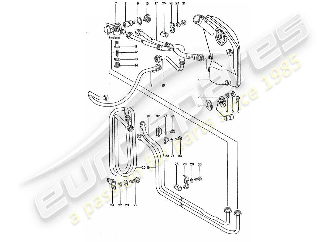 a part diagram from the porsche 1977 (911 turbo) parts catalogue