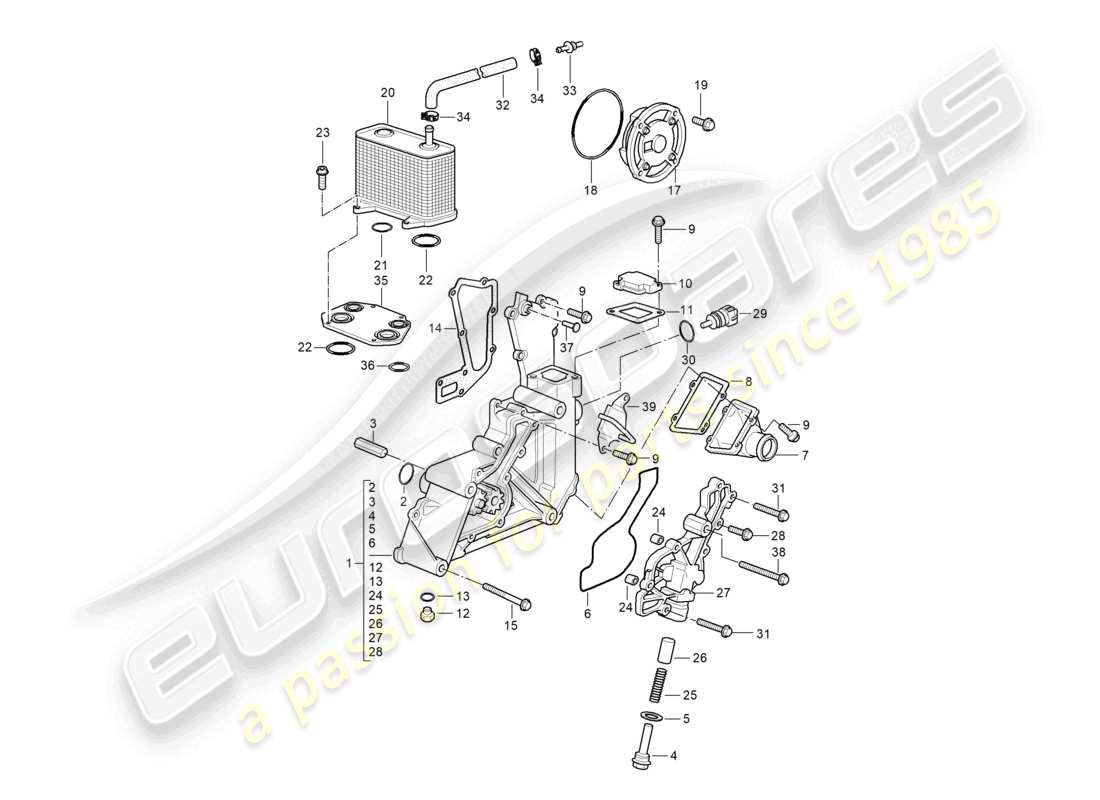 a part diagram from the porsche 2003 (986 boxster) parts catalogue