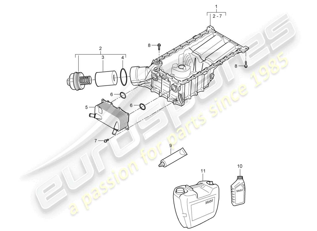 a part diagram from the porsche 2008 (cayenne e1 9pa) parts catalogue