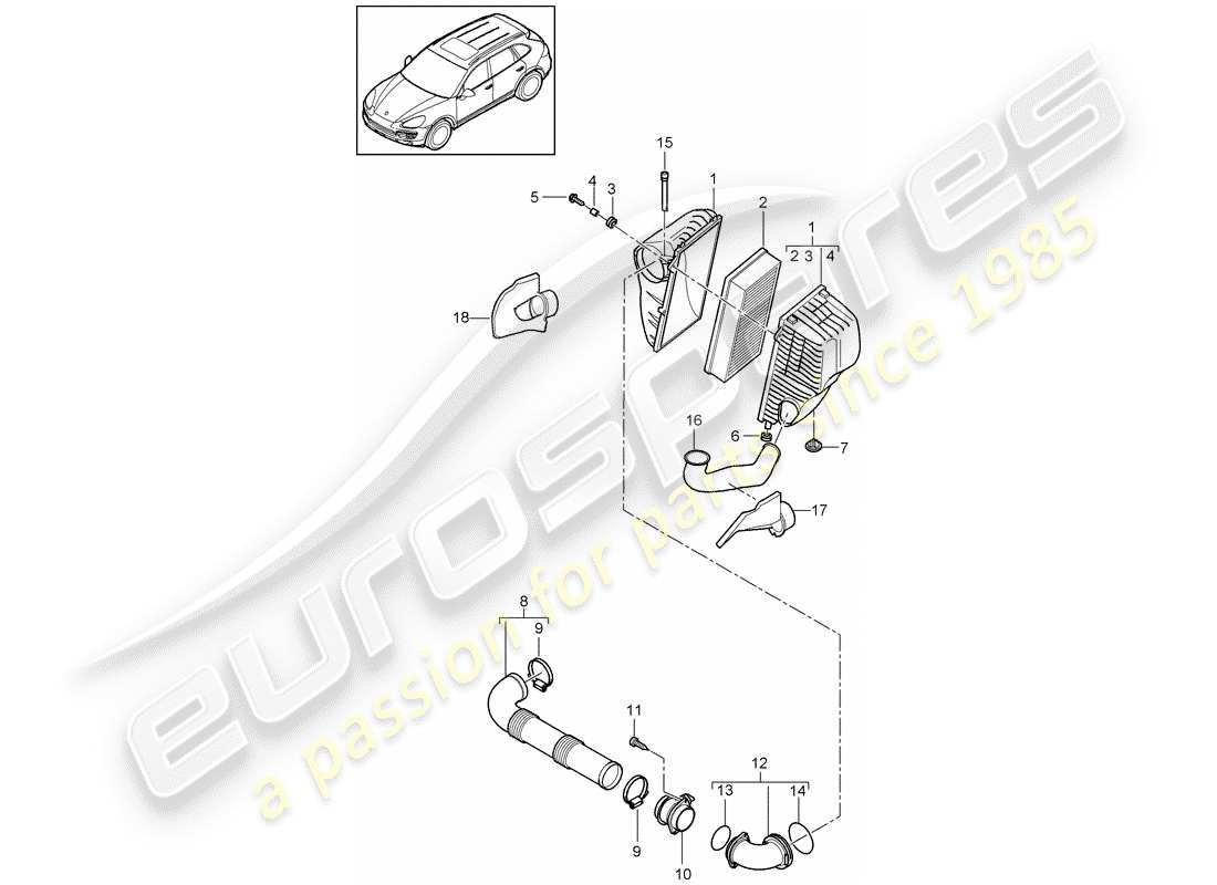 a part diagram from the porsche 2016 (cayenne e2 92a) parts catalogue